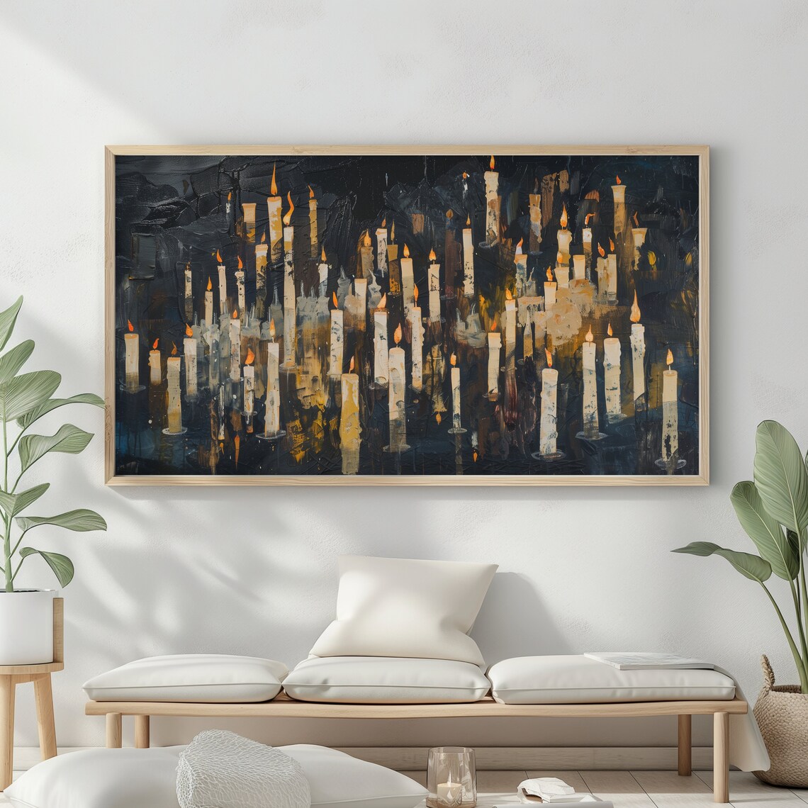 Dozens Of Burning Candles In Darkness Spooky Halloween Night Vintage Oil Painting Poster - Image 2
