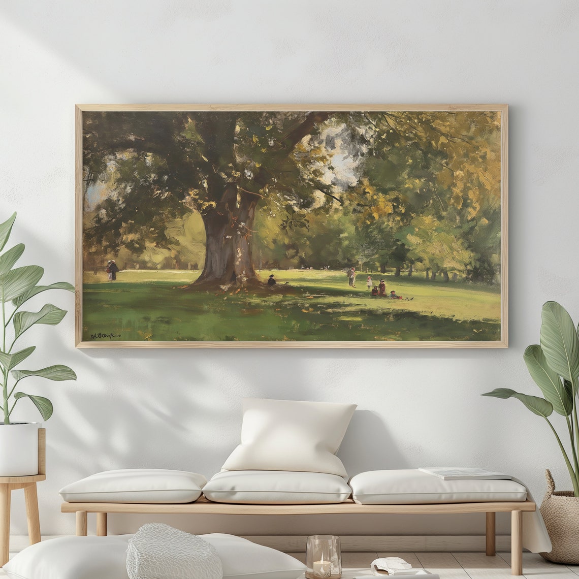 Summer Landscape Oil Painting Frame Tv Art Vintage Country Farmhouse Wall Decor - Image 2
