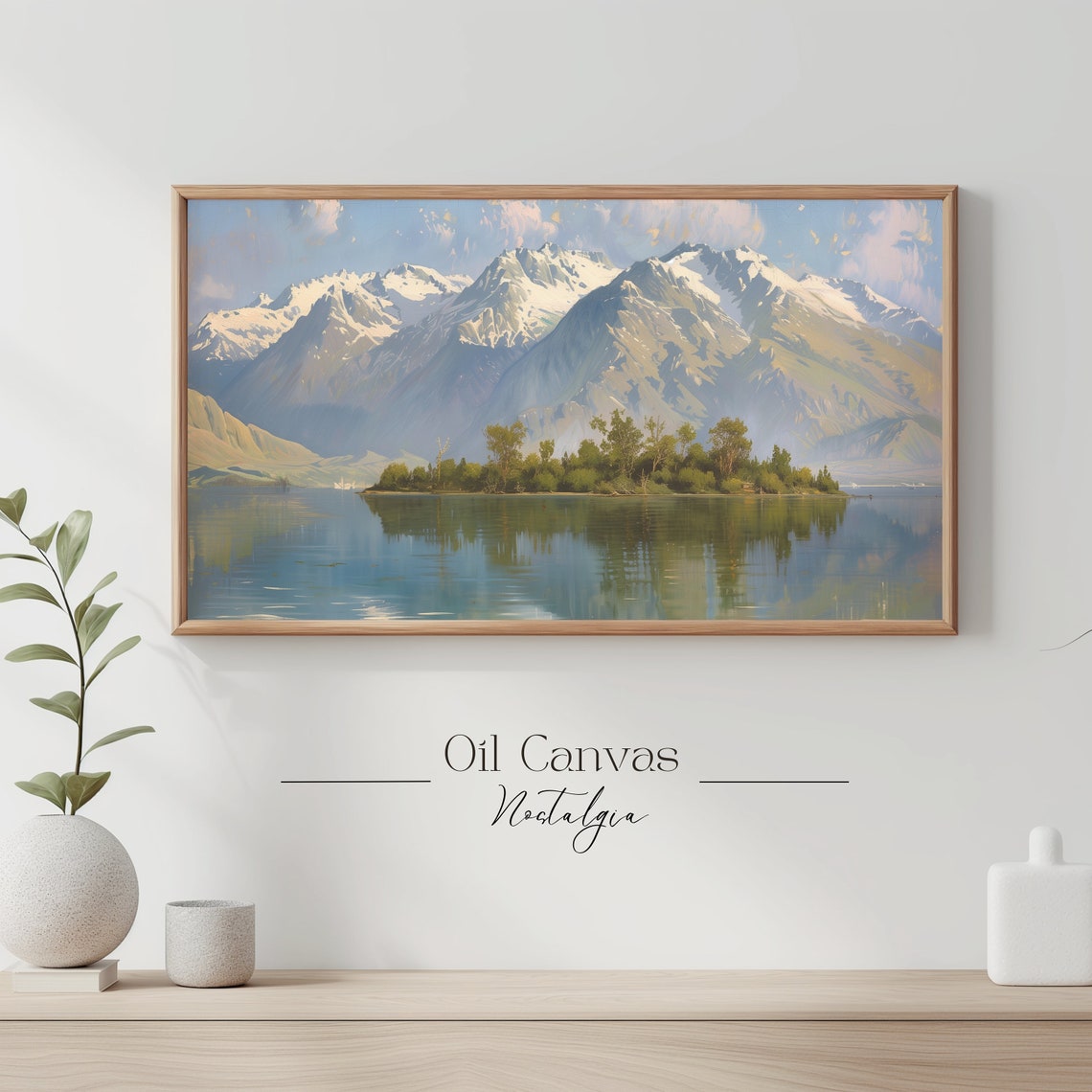 Mountain Landscape Frame Tv Art Vintage Rustic Scenery Oil Painting Farmhouse Decor Nature Wall Art Instant - Image 3