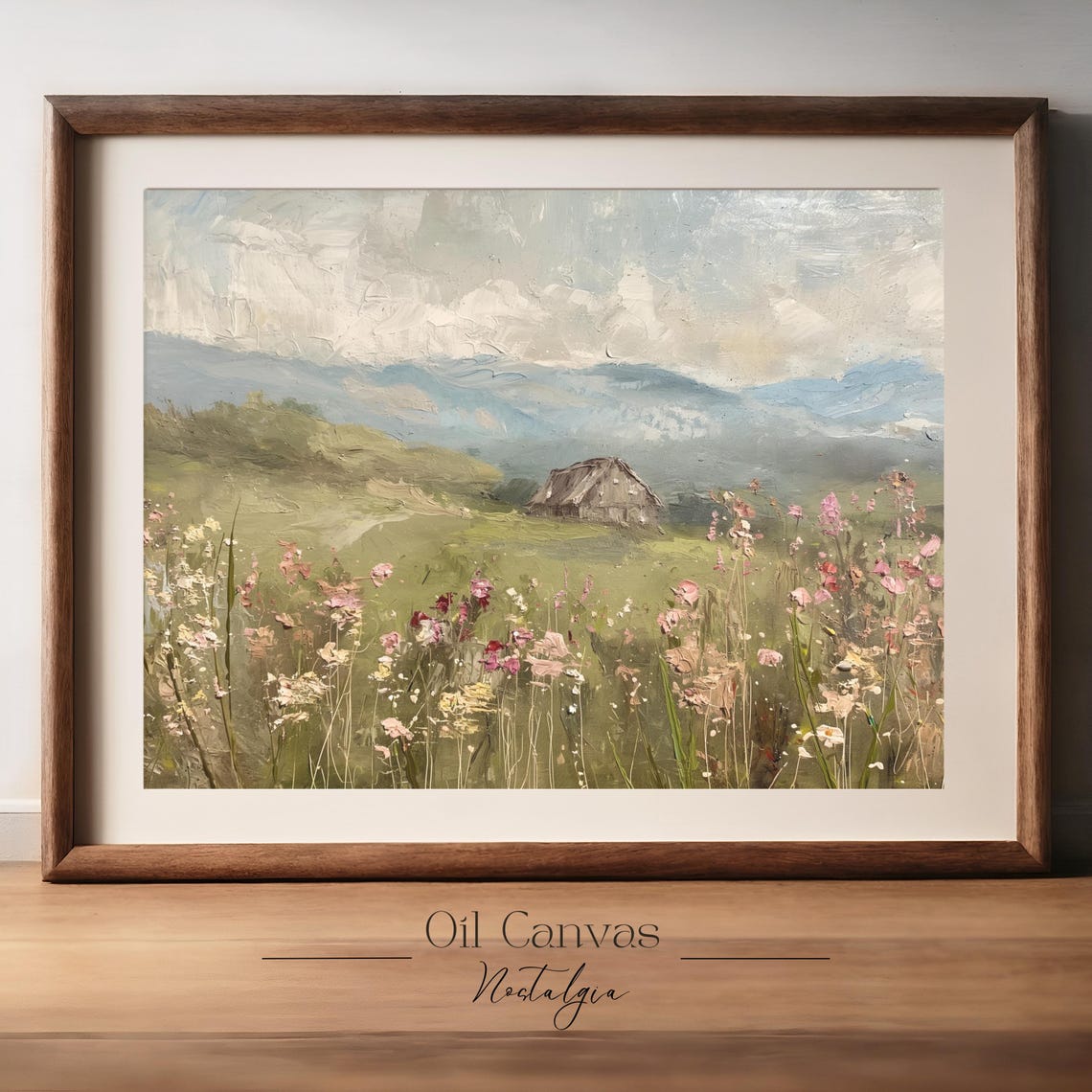 Wall Art Rustic Mountain Landscape Vintage Nature Mountain Oil Painting Rustic Cabin Decor - Image 2