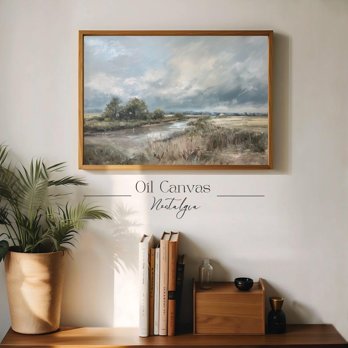 Autumn Landscape Oil Painting Wall Art Rustic Country Decor Moody Muted Colours - Image 3
