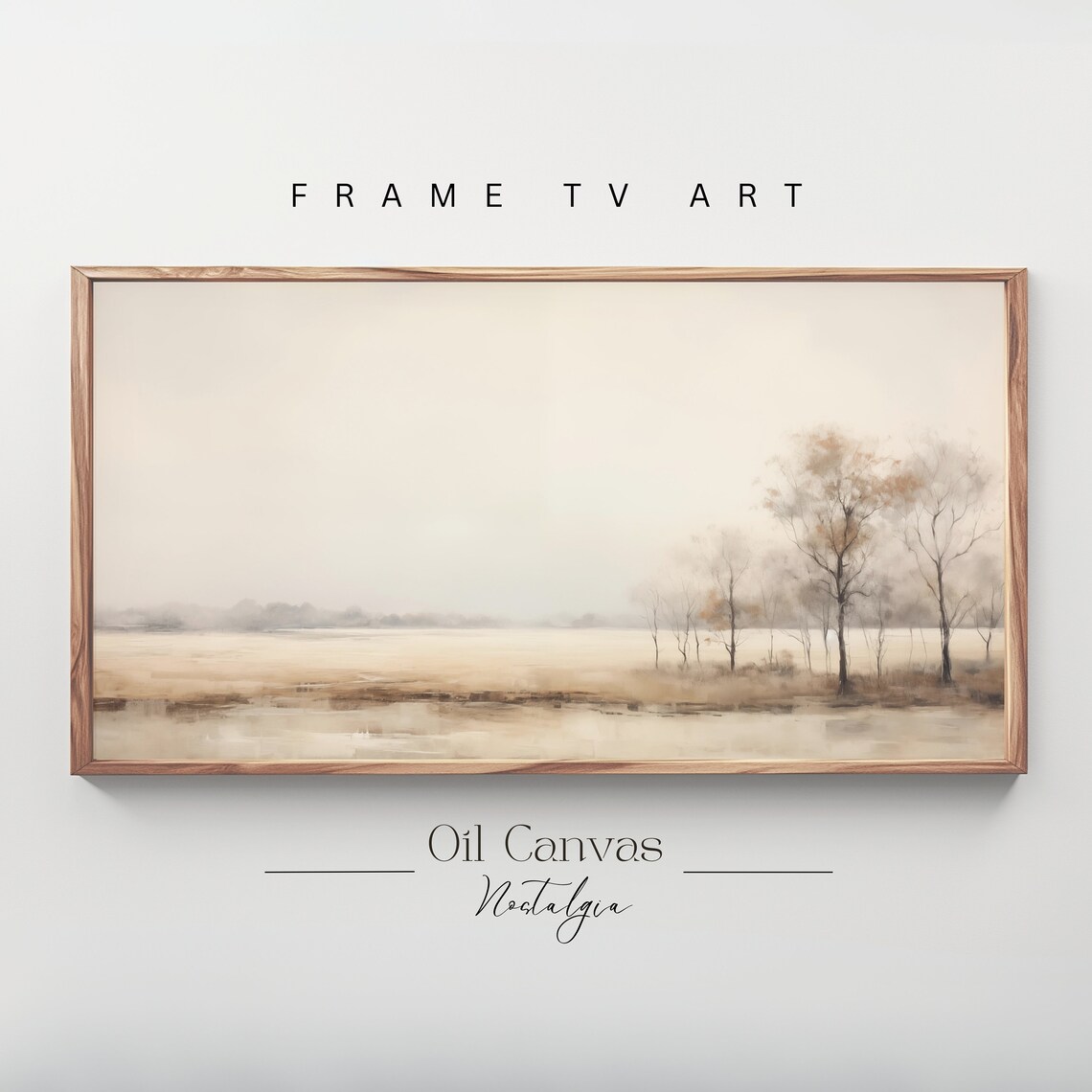 Watercolor Autumn Field Lone Trees Warm Sepia Calm Meadow Scene Poster