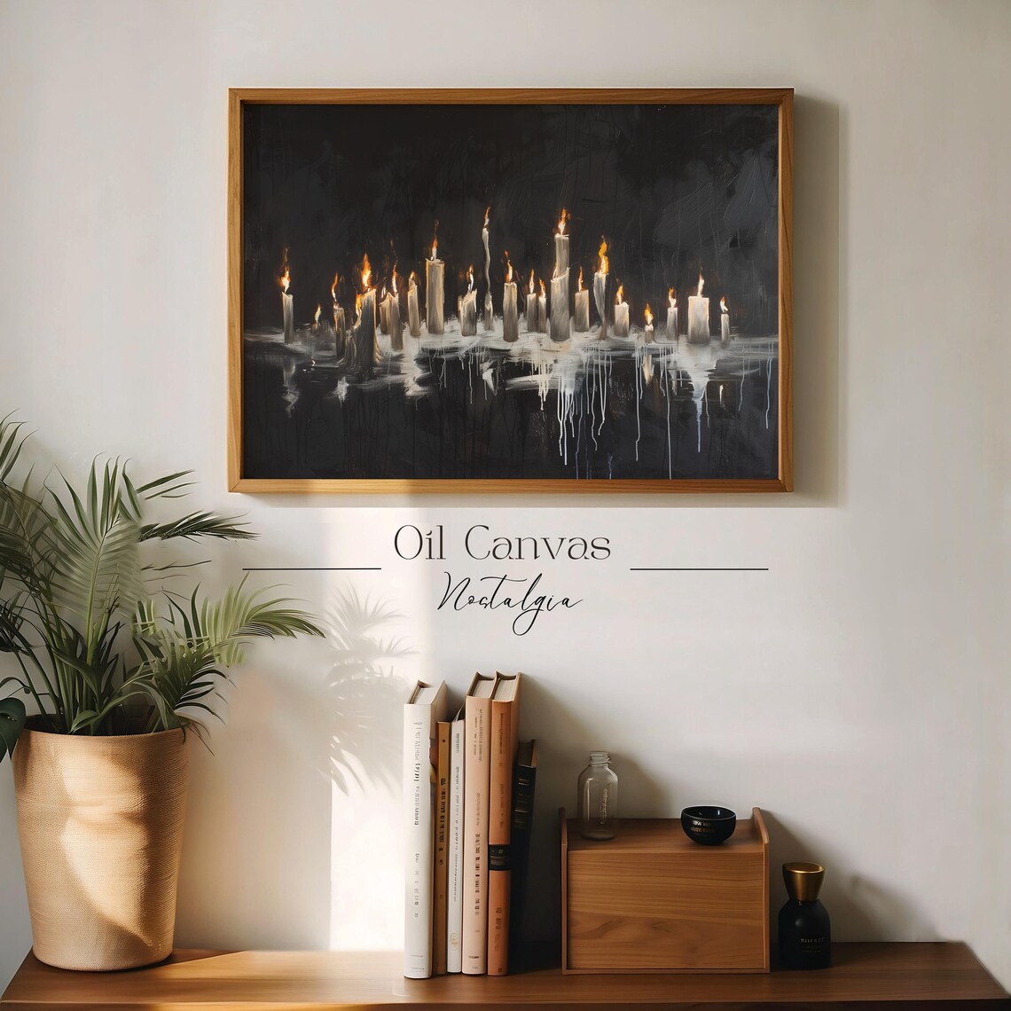 Spooky Halloween Candles Pumpkins Glow Dark Autumn Still Life Wall Art Print - Image 3