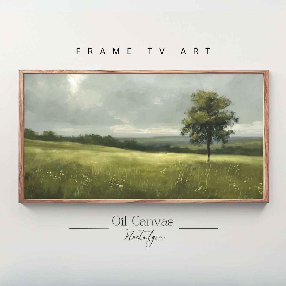 Summer Landscape Oil Painting Frame Tv Art Vintage Country Farmhouse Wall Decor