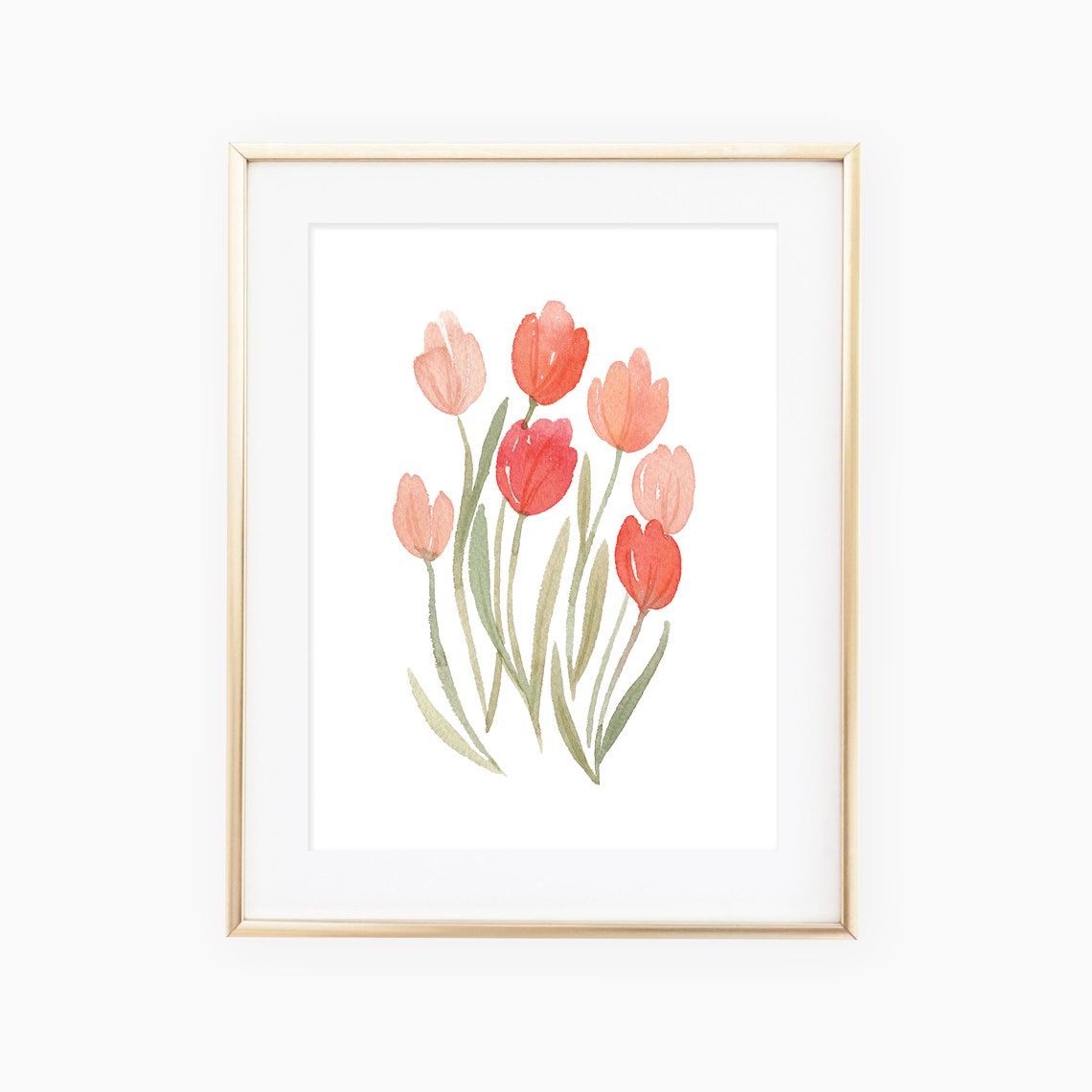 Pink Watercolor Tulips Art Print