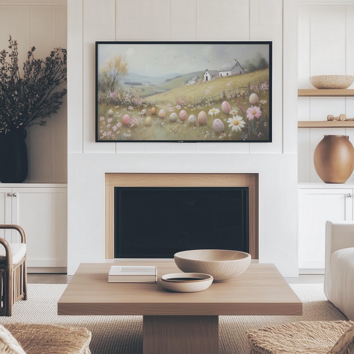 Vintage Easter Eggs Painting Frame Tv Art Moody Easter Village Frame Tv Floral Easter Decor Pastel Spring Scene Screensaver - Image 4