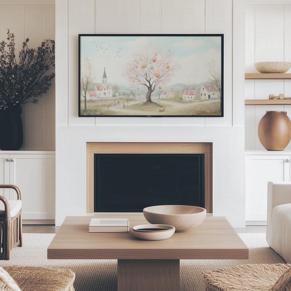 Vintage Easter Tree With Pastel Eggs, Spring Scene - Image 3
