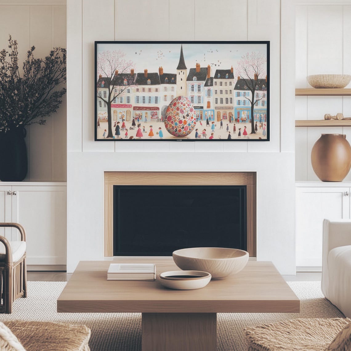 Town Square Giant Polka Dot Easter Egg Spring Festival Art Print - Image 2
