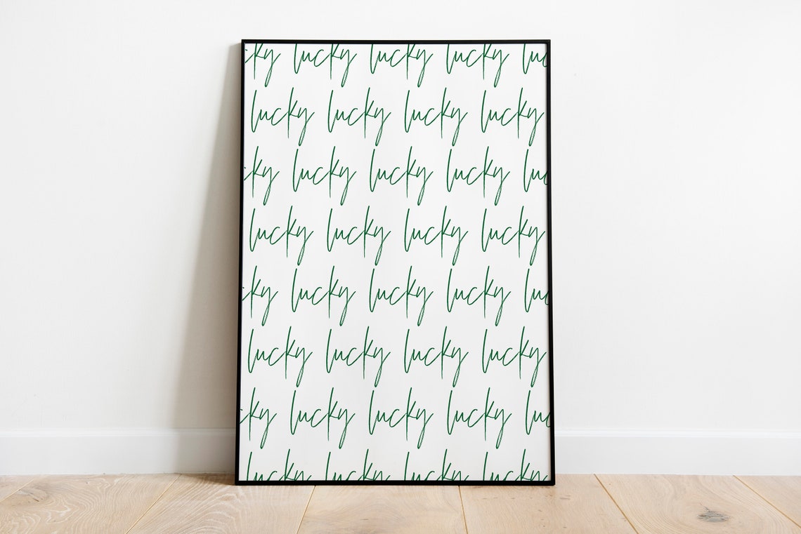 Lucky Green Script Repeating Pattern St Patricks Day Minimalist Print