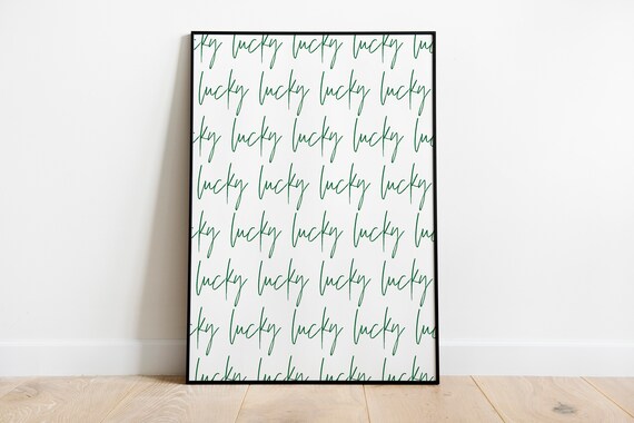Lucky Green Script Repeating Pattern St Patricks Day Minimalist Print