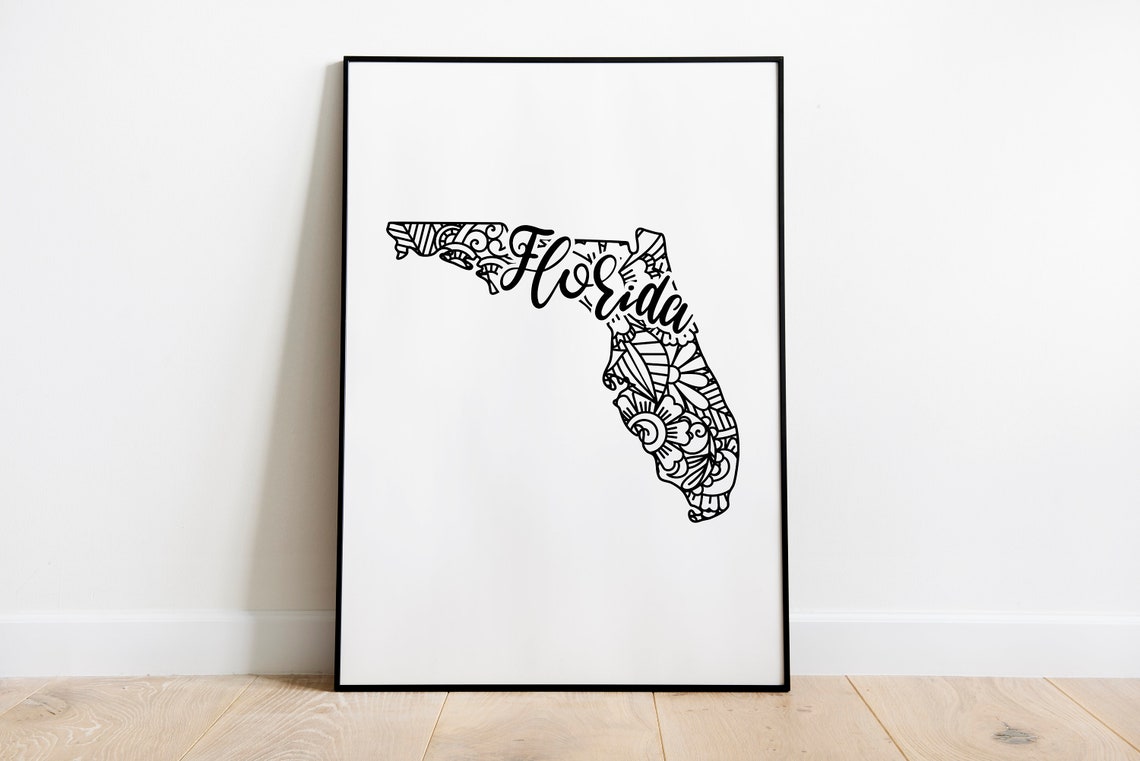 Florida Mandala State Map Zentangle Outline Minimalist Wall Art - Image 2