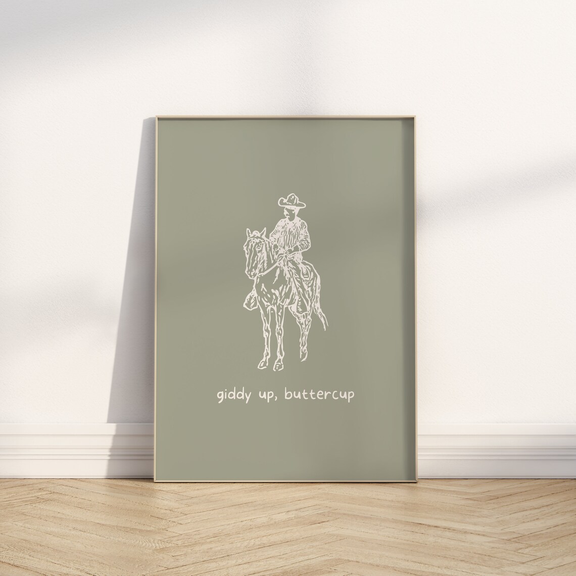 Giddy Up Buttercup Cowboy Poster Sage Green Western Horse Art Design