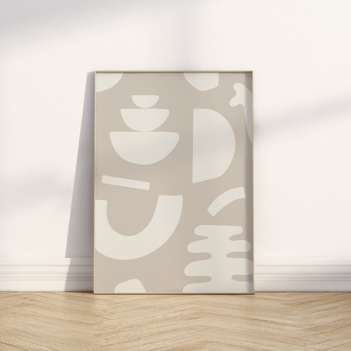 Neutral Abstract Beige Organic Shapes Modern Minimalist Art Poster
