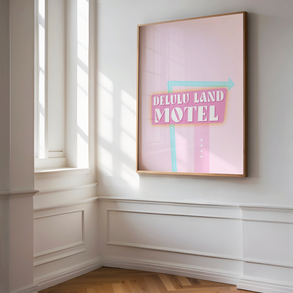 Delulu Land Motel Retro Neon Sign Pink Preppy Wall Decor Poster - Image 3