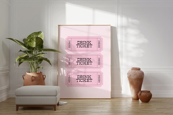Drink Ticket Retro Bar Cart Poster Print