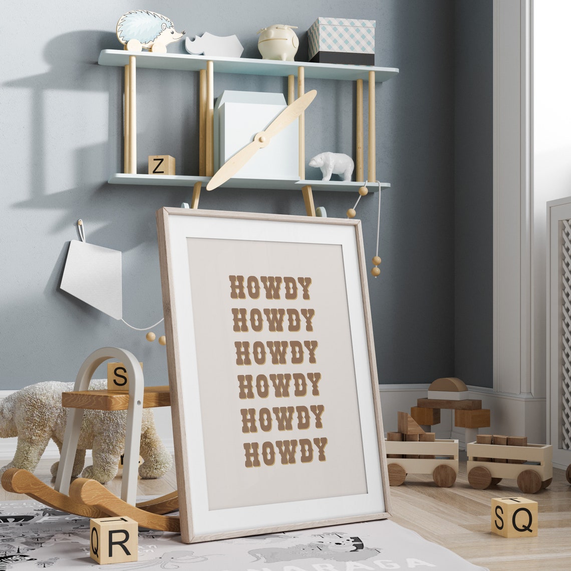 Howdy Western Typography Tan Nursery Cowboy Kids Decor Poster - Image 3