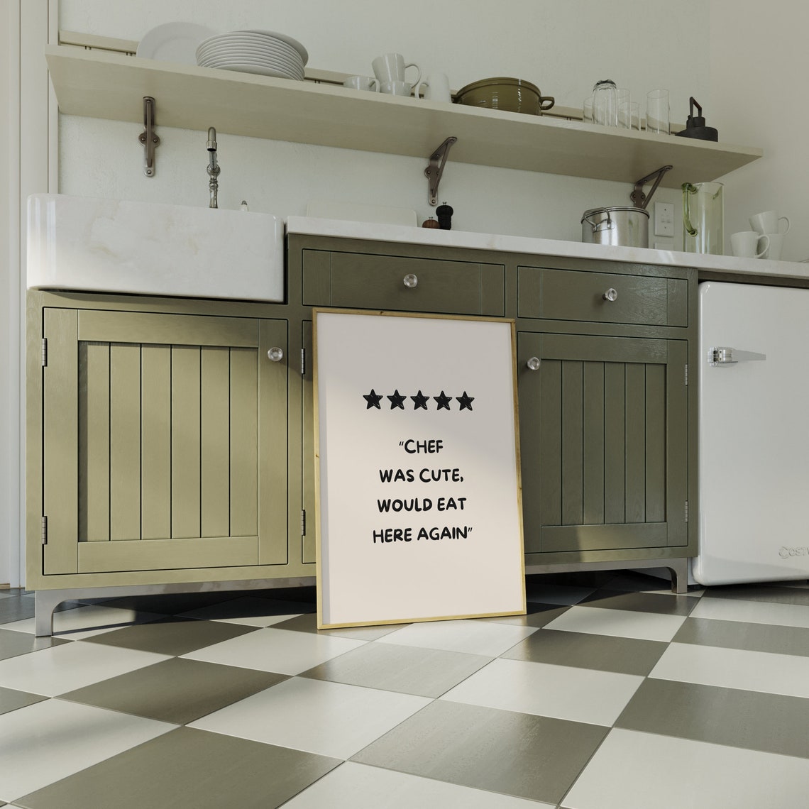 Chef Was Cute Five Star Review Funny Quote Poster For Kitchens - Image 4