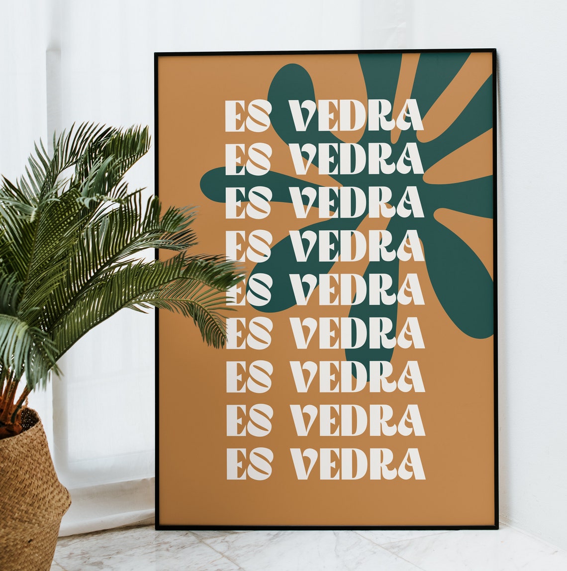 Es Vedra Ibiza Retro Travel Poster Mustard Sunburst Typographic Art - Image 4