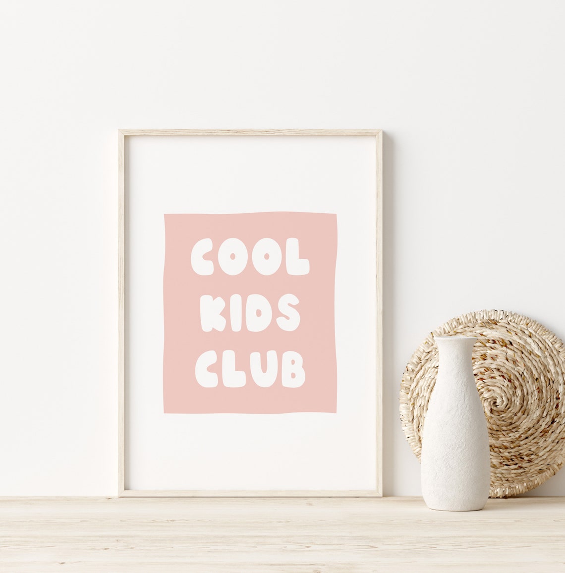 Cool Kids Club Bubble Letter Pink Playroom Nursery Decor Poster