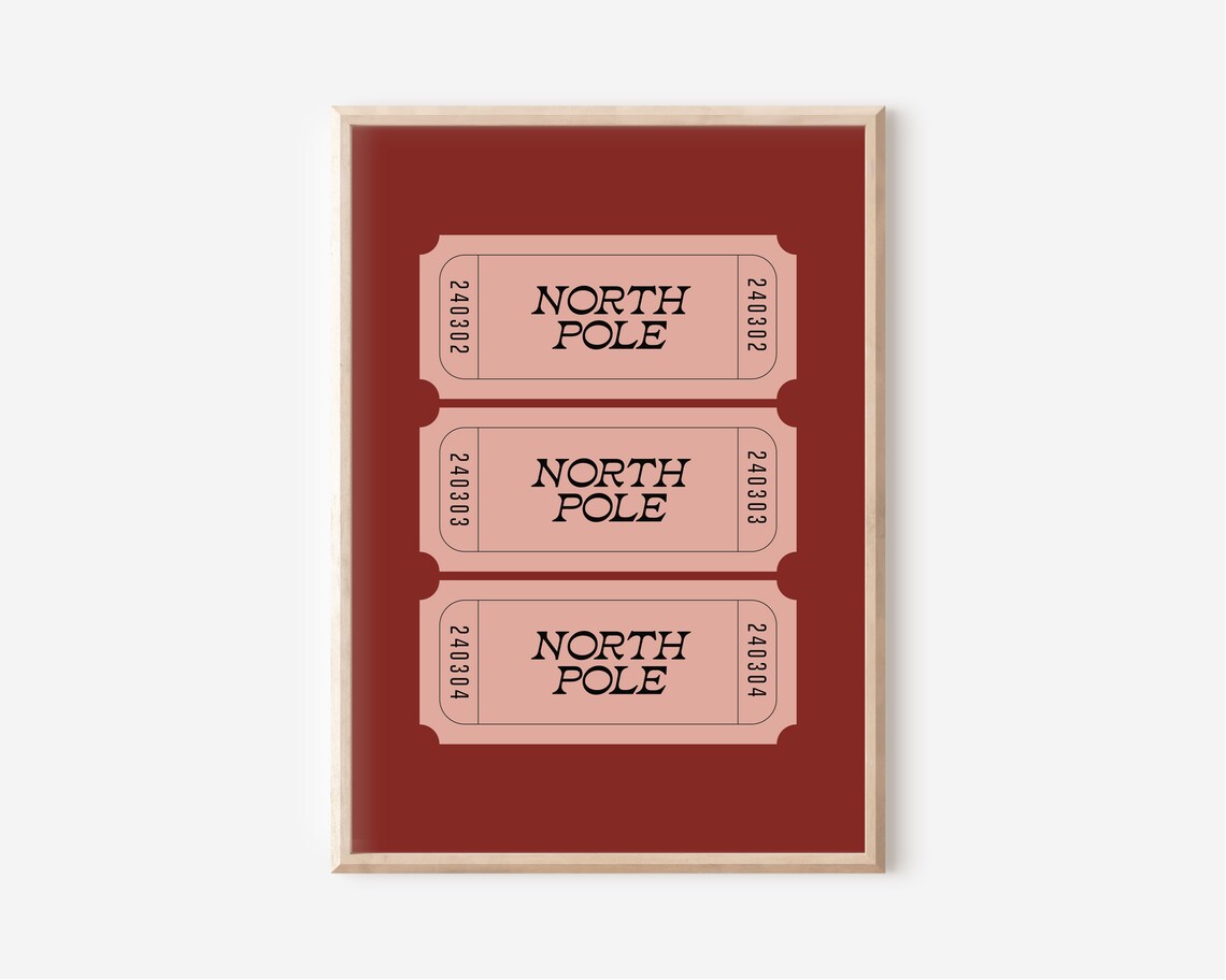 North Pole Ticket Christmas Boho Art Print - Image 2