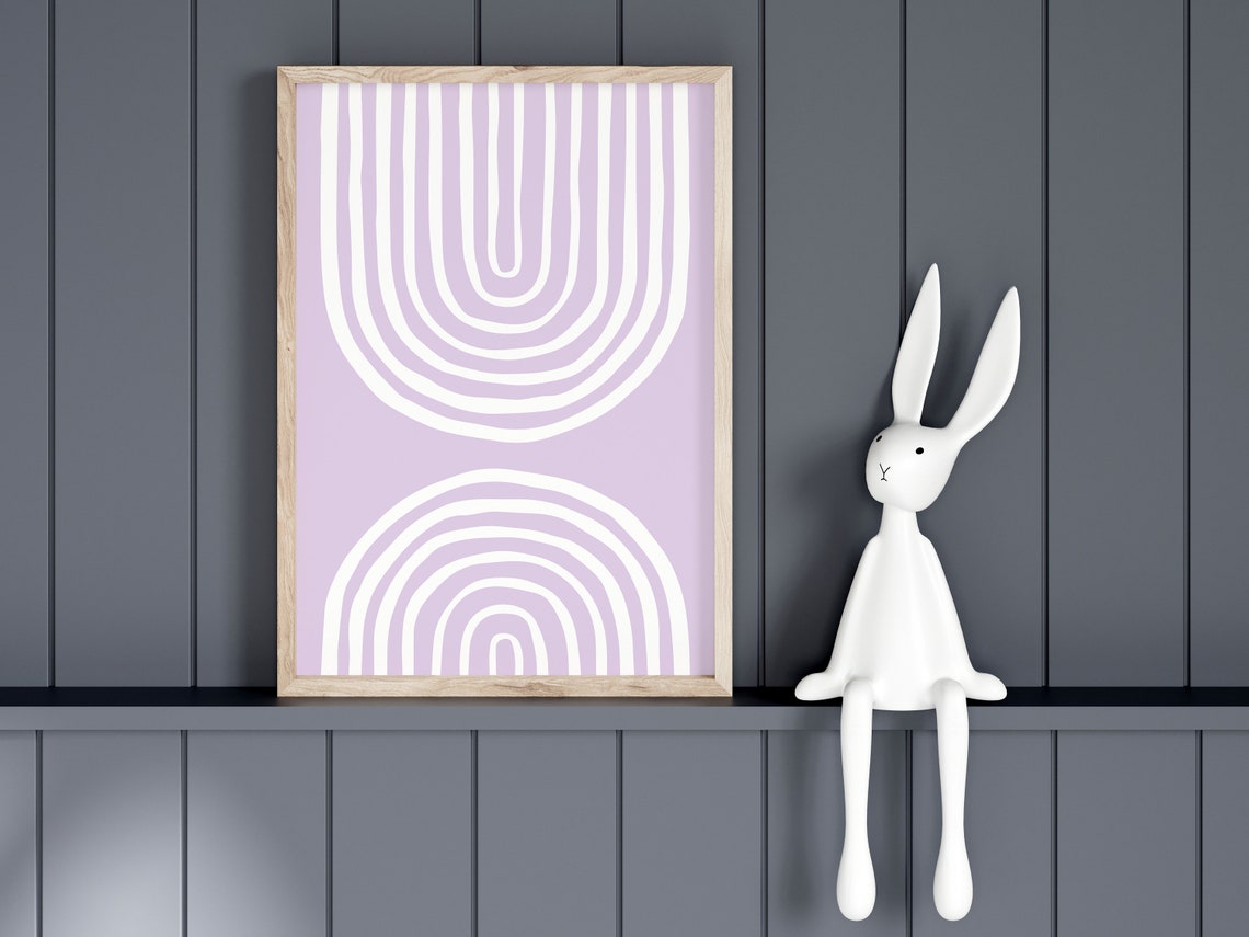 Lilac White Boho Rainbow Arches Minimalist Nursery Decor Poster - Image 3