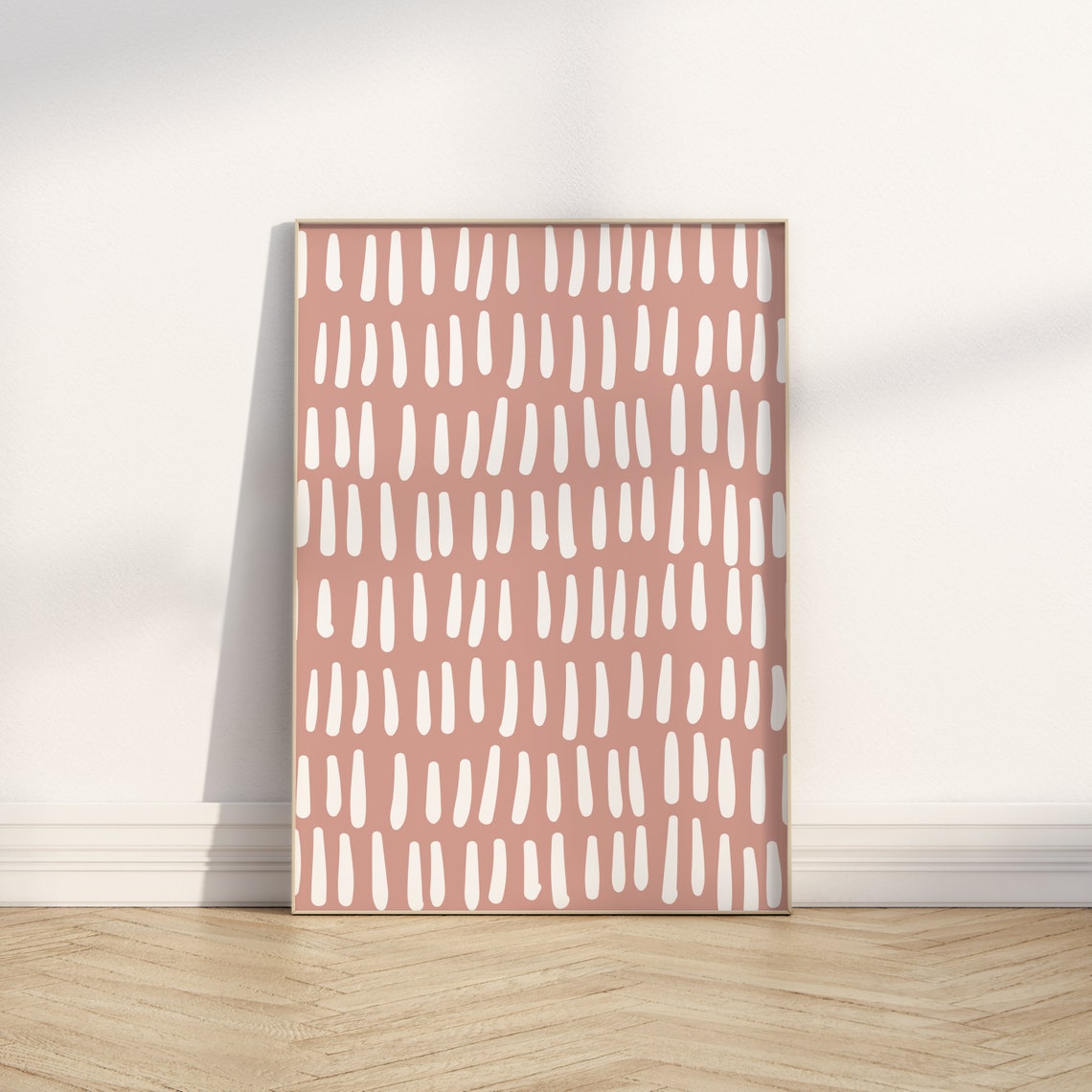 Dusty Pink White Dashed Rain Pattern Modern Minimalist Art Poster - Image 4
