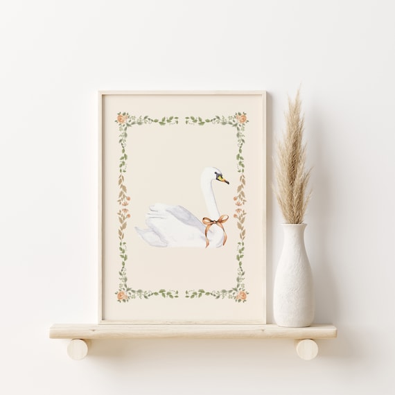 Swan Nursery Print Swan Wall Art Watercolour Nursery Print Girls Nursery Print Girls Room Prints Cute Nursery Decor Wall Art
