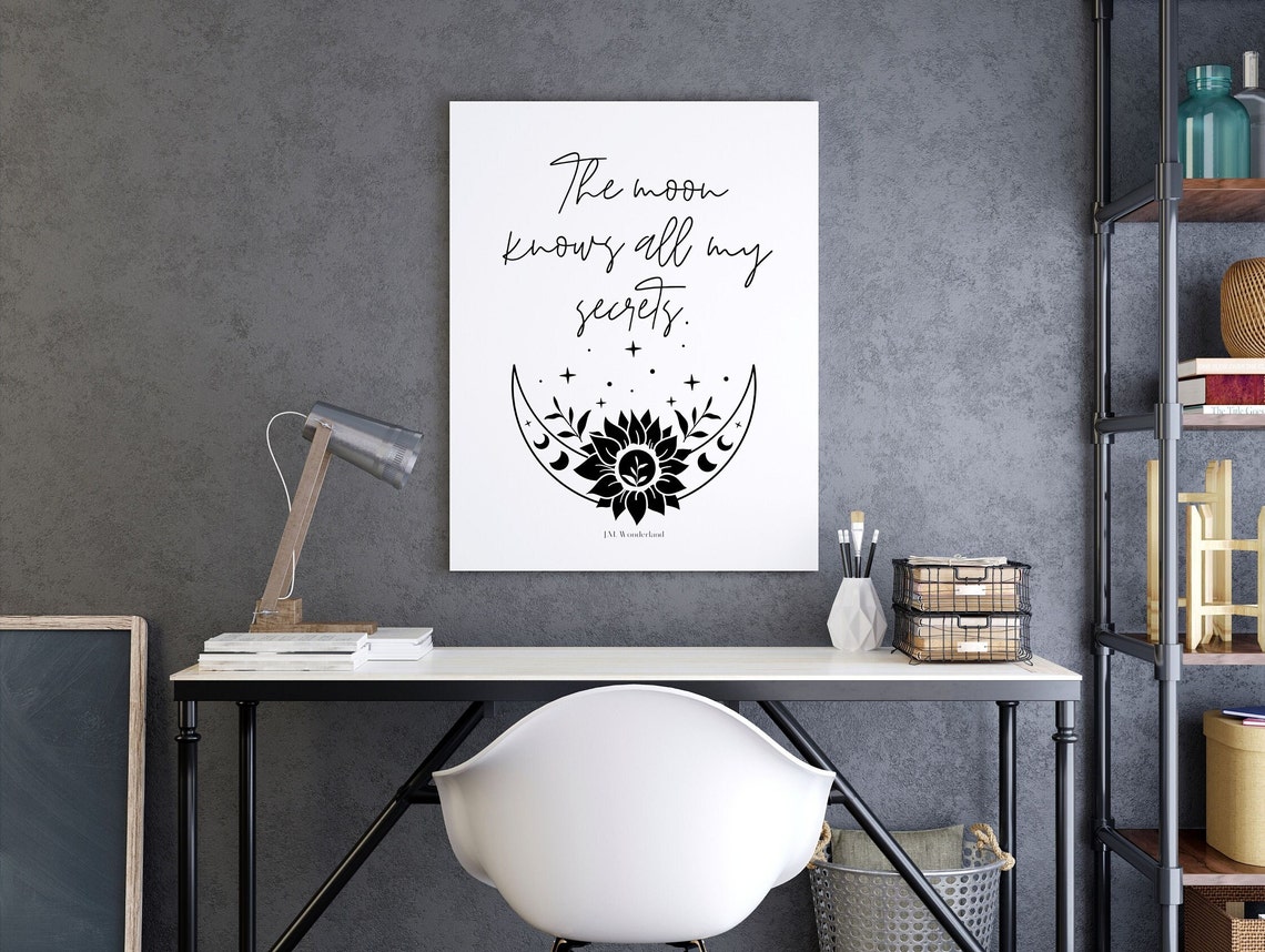 The Moon Knows All My Secrets Celestial Sunflower Quote Poster - Image 5