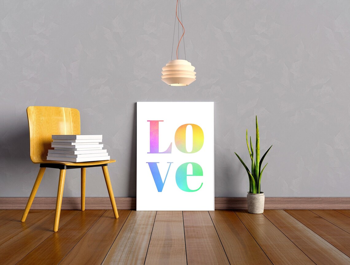 Colorful Love Rainbow Watercolor Serif Lettering Quote Poster - Image 5