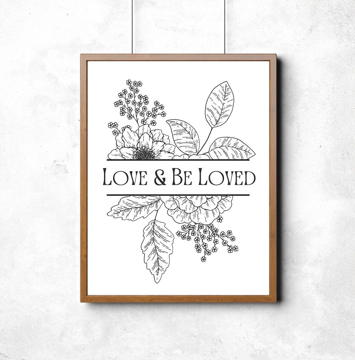 Love Be Loved Botanical Wildflowers Line Art Print - Image 4