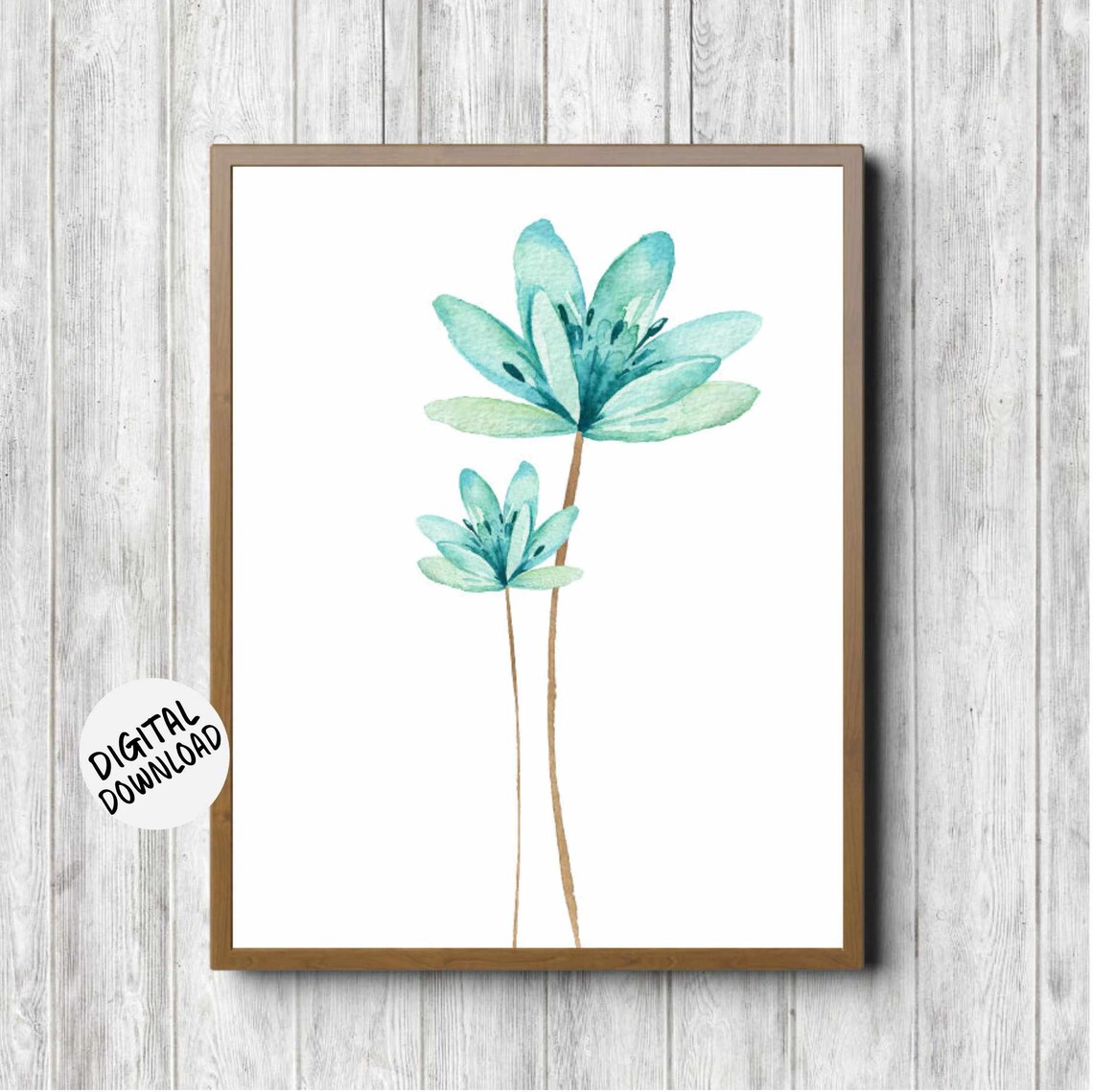 Watercolor Lilies, Mint Green Nursery Flower Poster