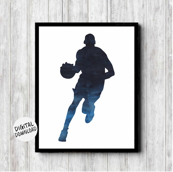 Basketball Player Silhouette Art Print, Teen Room Decor