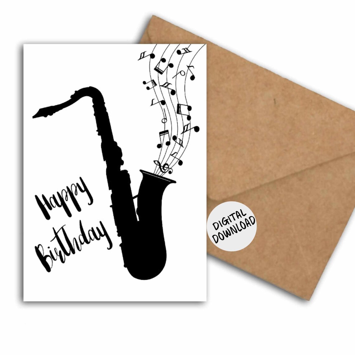 Saxophone Music Notes Monochrome Art Print