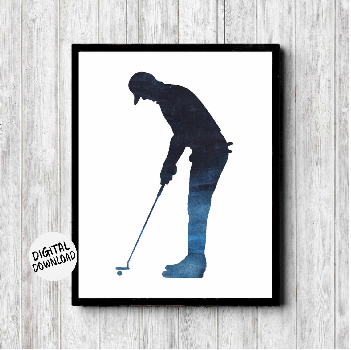 Golf Player Silhouette Watercolor Art Print