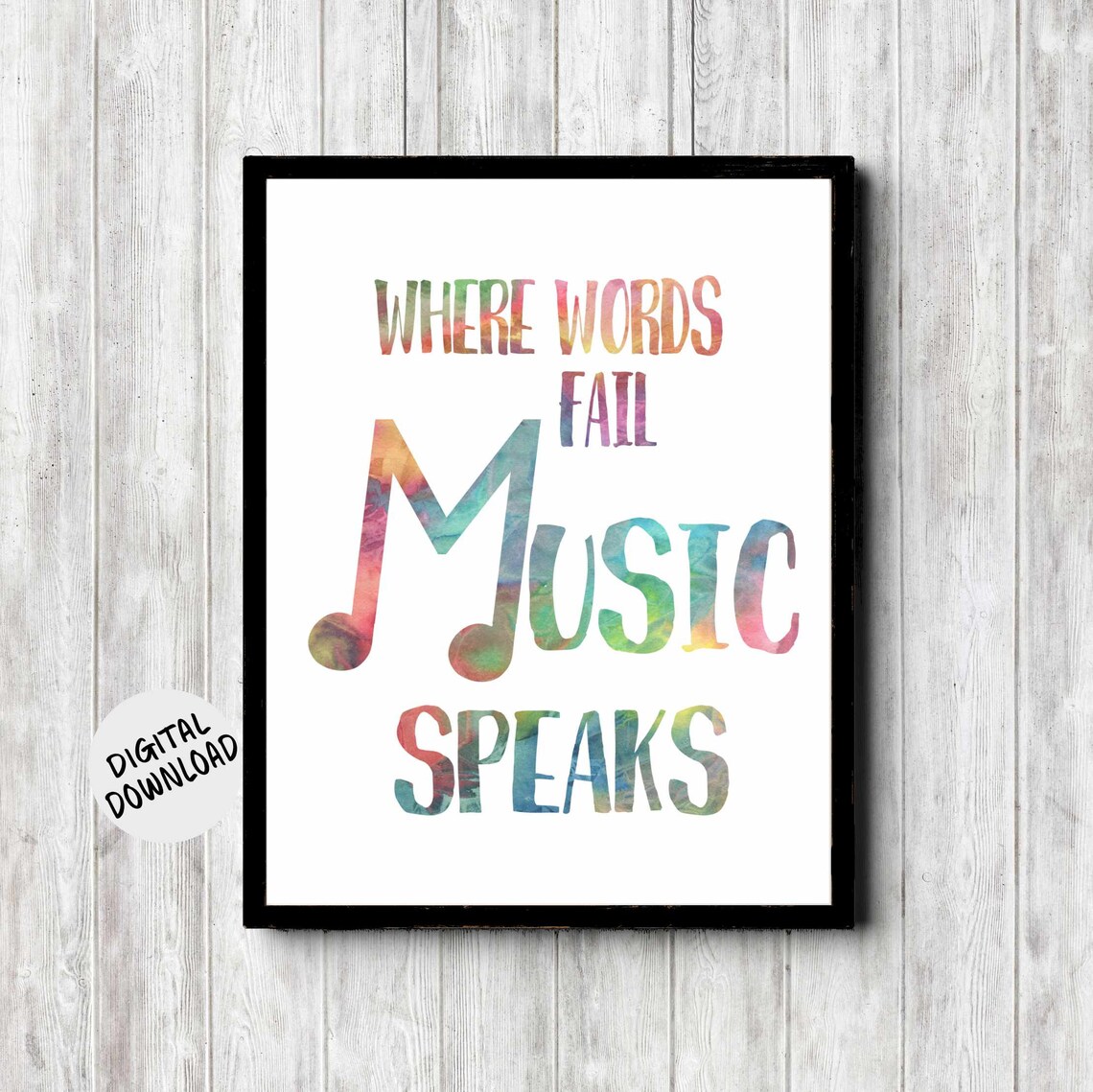 Music Quote Art, Watercolor Style Wall Art Print