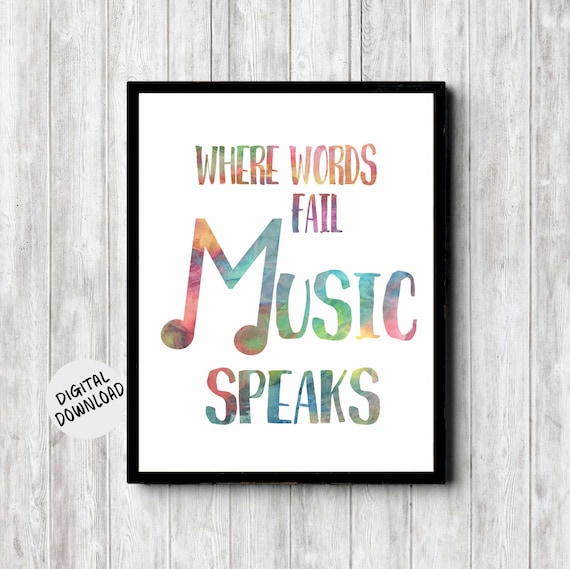Music Quote Art, Watercolor Style Wall Art Print