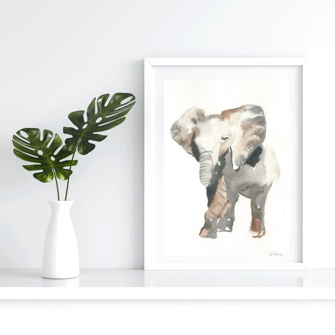 Elephant Picture Poster A4 21 X 30 Cm Watercolor Print Decoration Gift Colorful Animals Safari Childrens Room Illustration Animal Picture Cute Sweet Art Print - Image 3