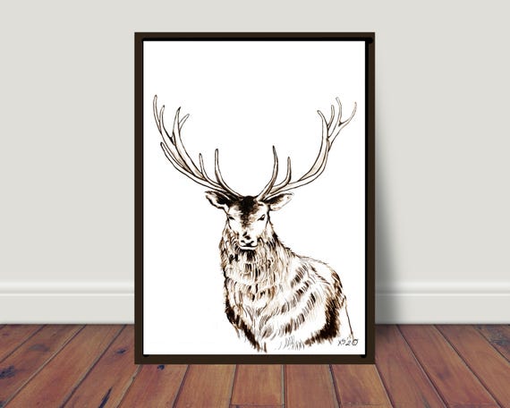 Deer Antler Picture Poster, Black Forest Print