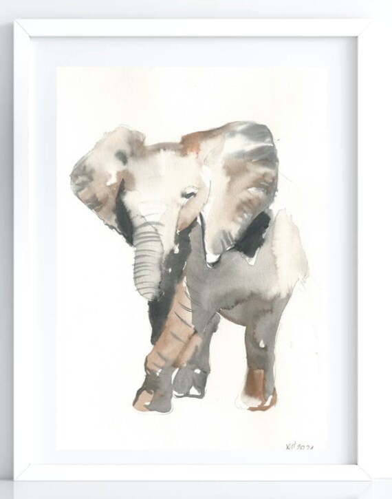 Elephant Picture Poster A4 21 X 30 Cm Watercolor Print Decoration Gift Colorful Animals Safari Childrens Room Illustration Animal Picture Cute Sweet Art Print