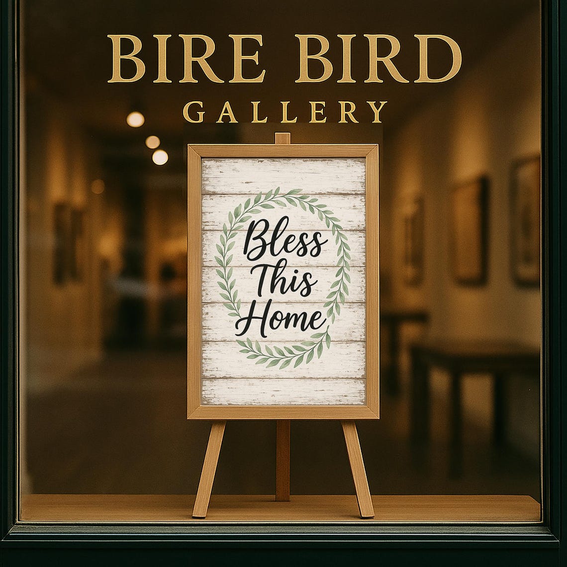 Bless This Home Rustic Farmhouse Quote Sign With Greenery Poster - Image 5
