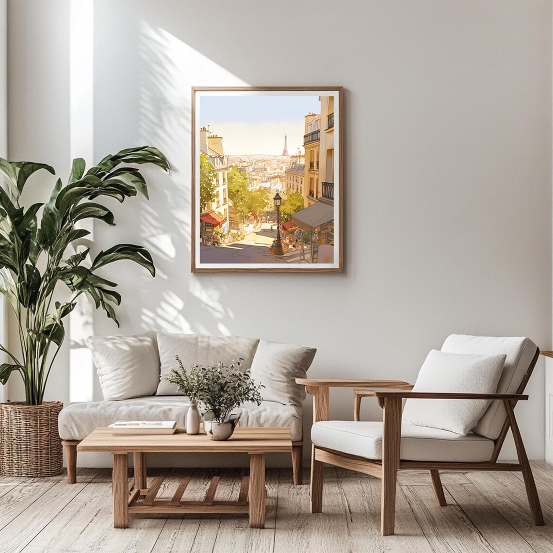Paris Montmartre Street Eiffel Tower View Watercolor City Poster - Image 5