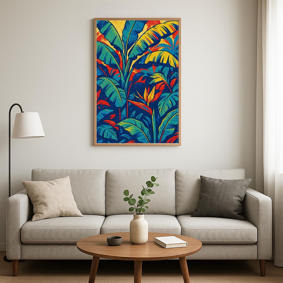 Vibrant Retro Tropical Jungle With Banana Leaves and Bloom Poster - Image 4