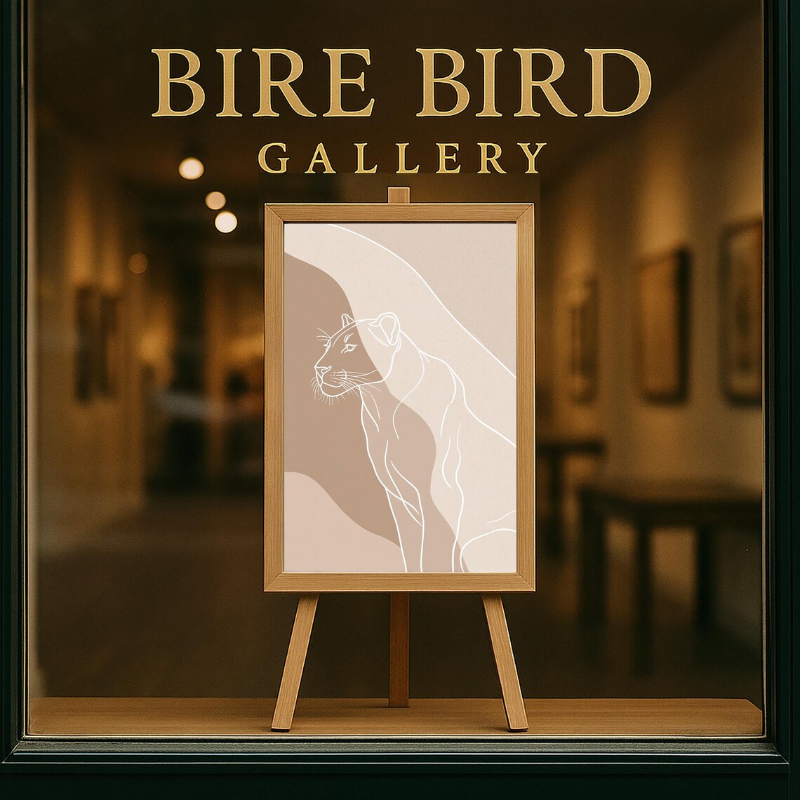 Minimalist Leopard Line Art Silhouette Safari Neutral Beige Poster - Image 5