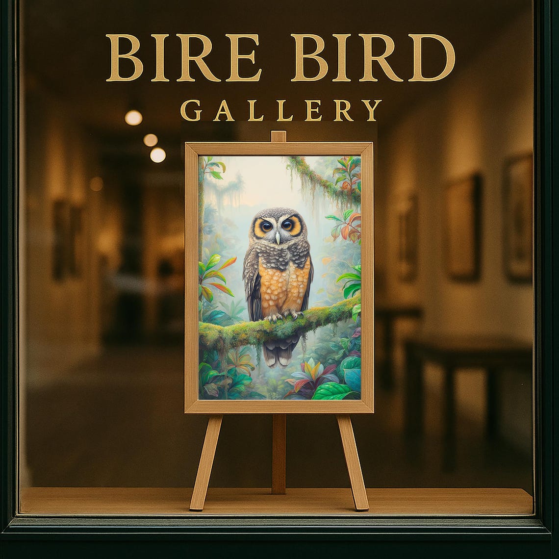 Tropical Owl Perched On Mossy Branch Rainforest Jungle Bird Poster - Image 5