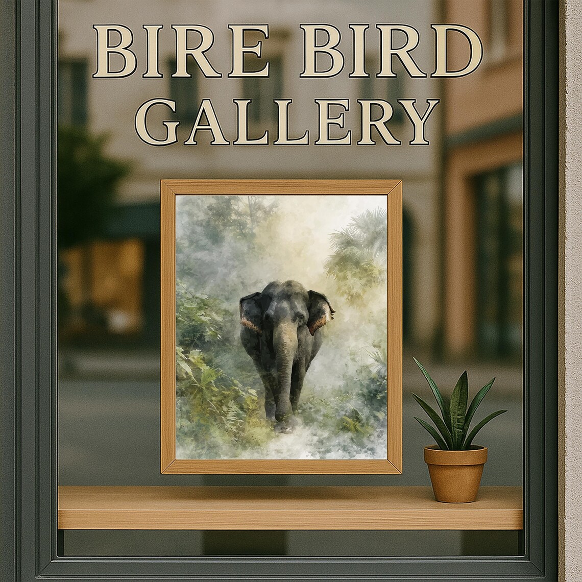 Misty Jungle Elephant Watercolor Majestic Wildlife Portrait Wall Art - Image 5