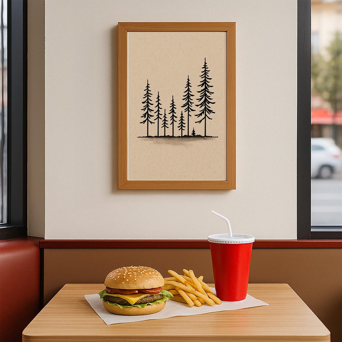 Minimalist Pine Tree Line Art Print, Scandinavian Forest - Image 4