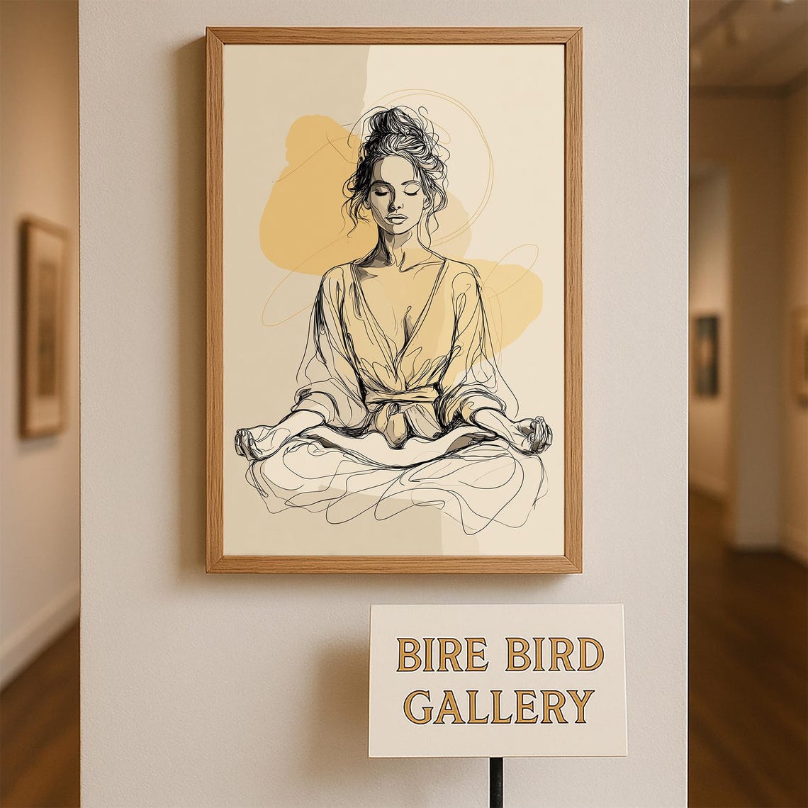 Minimalist Line Art Woman Meditating, Zen Art Print