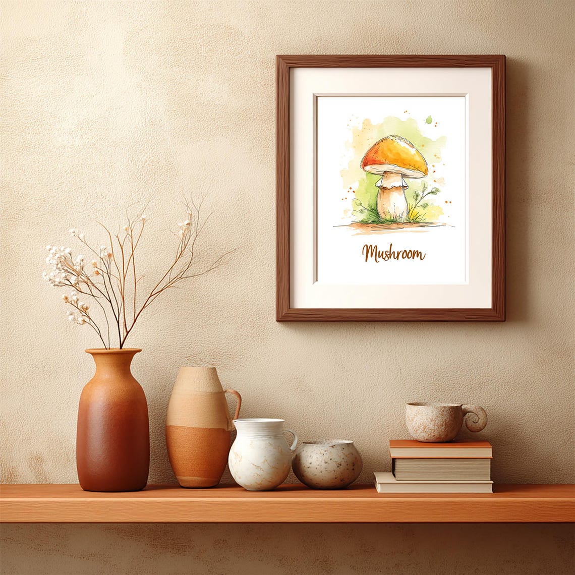 Mushroom Art Print Wall Deco Watercolor Design Vegetable Poster - Image 4