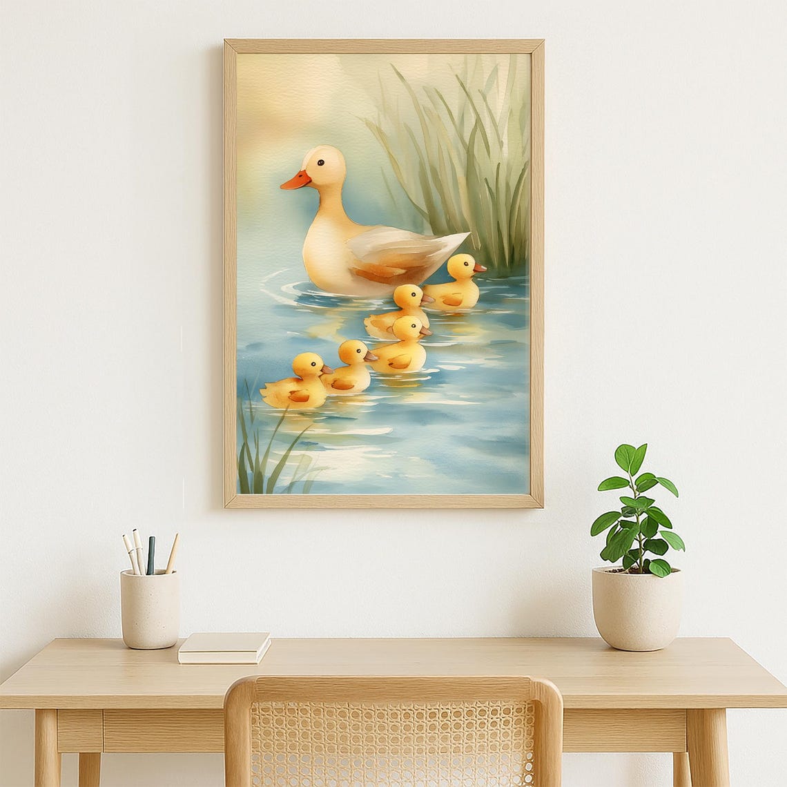 Cute Duck Family Watercolor Print Mother And Ducklings Nursery Wall Art Baby Animal For Kids Room Farm Decor - Image 4