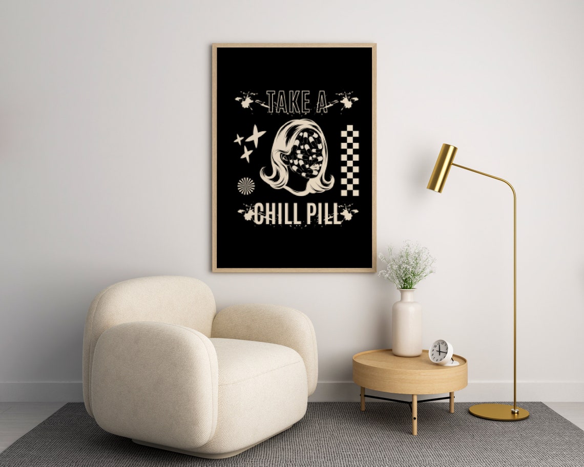 Chill Pill Poster, Preppy Dorm Room Decor - Image 3